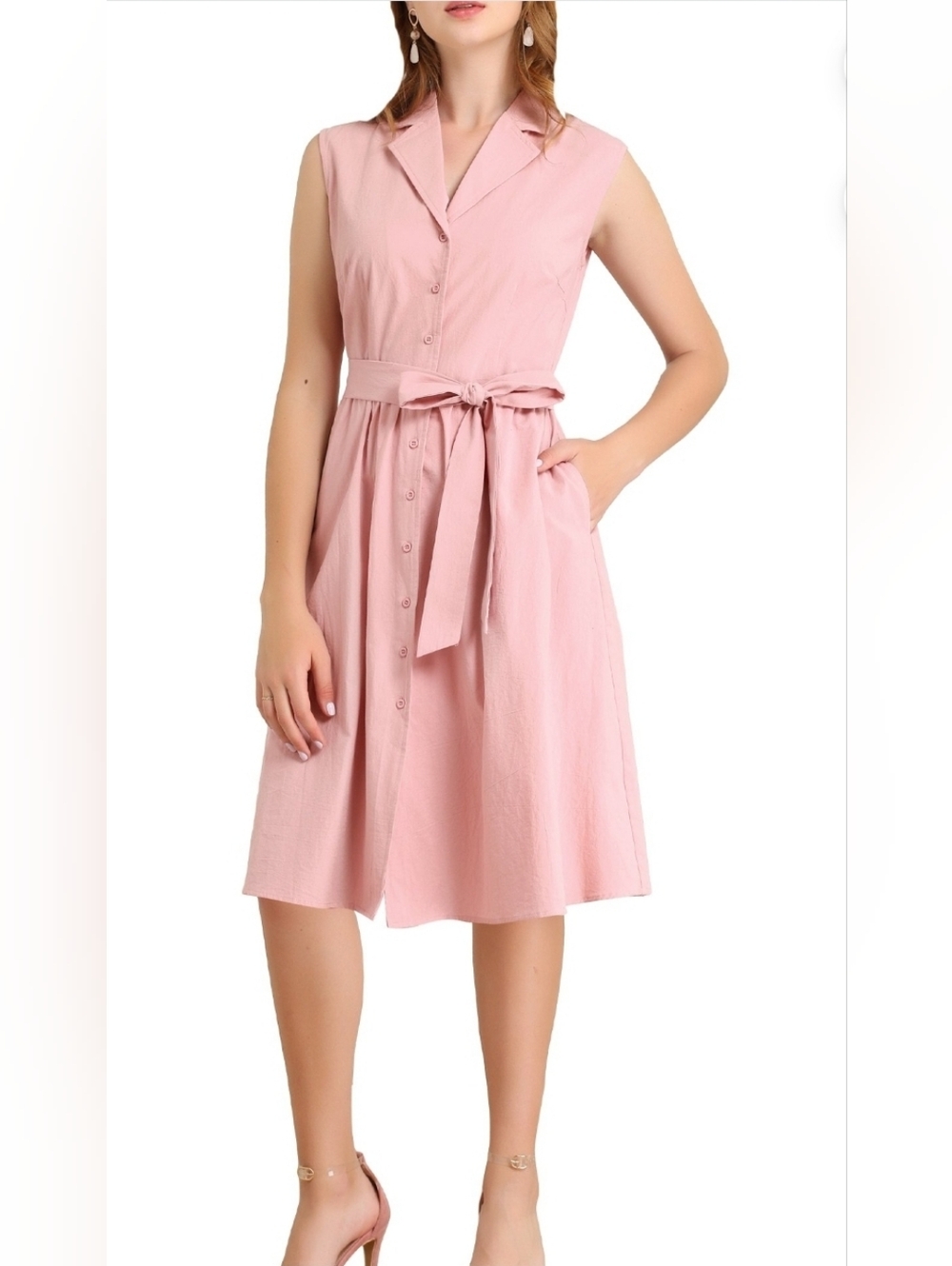 NWT Allegra K Sleeveless Button-Front Midi Dress XL